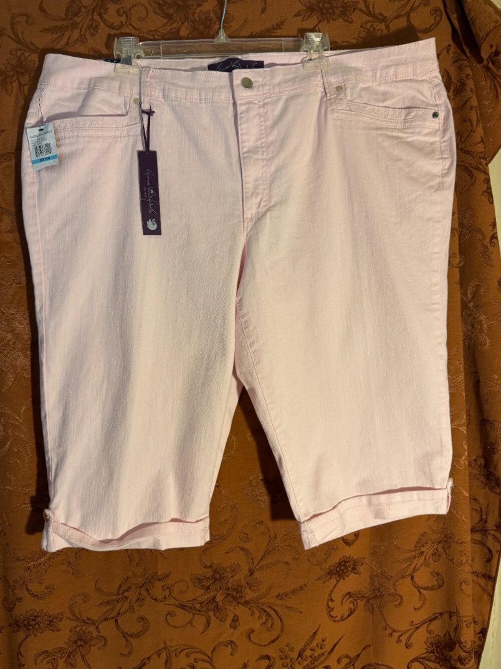 NWT Gloria Vanderbuilt Pink Cotton Blend Amanda Skimmer Shorts Sz 20W